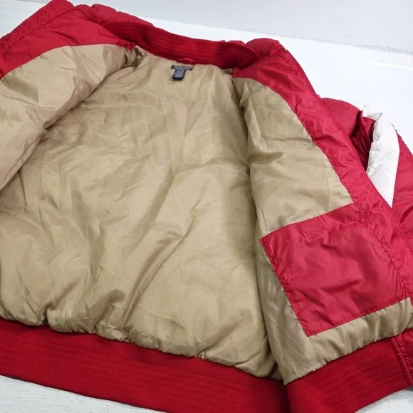 Vintage Polo Ralph Lauren Red White Stripe Down Puffer Jacket Coat Men's XL EUC